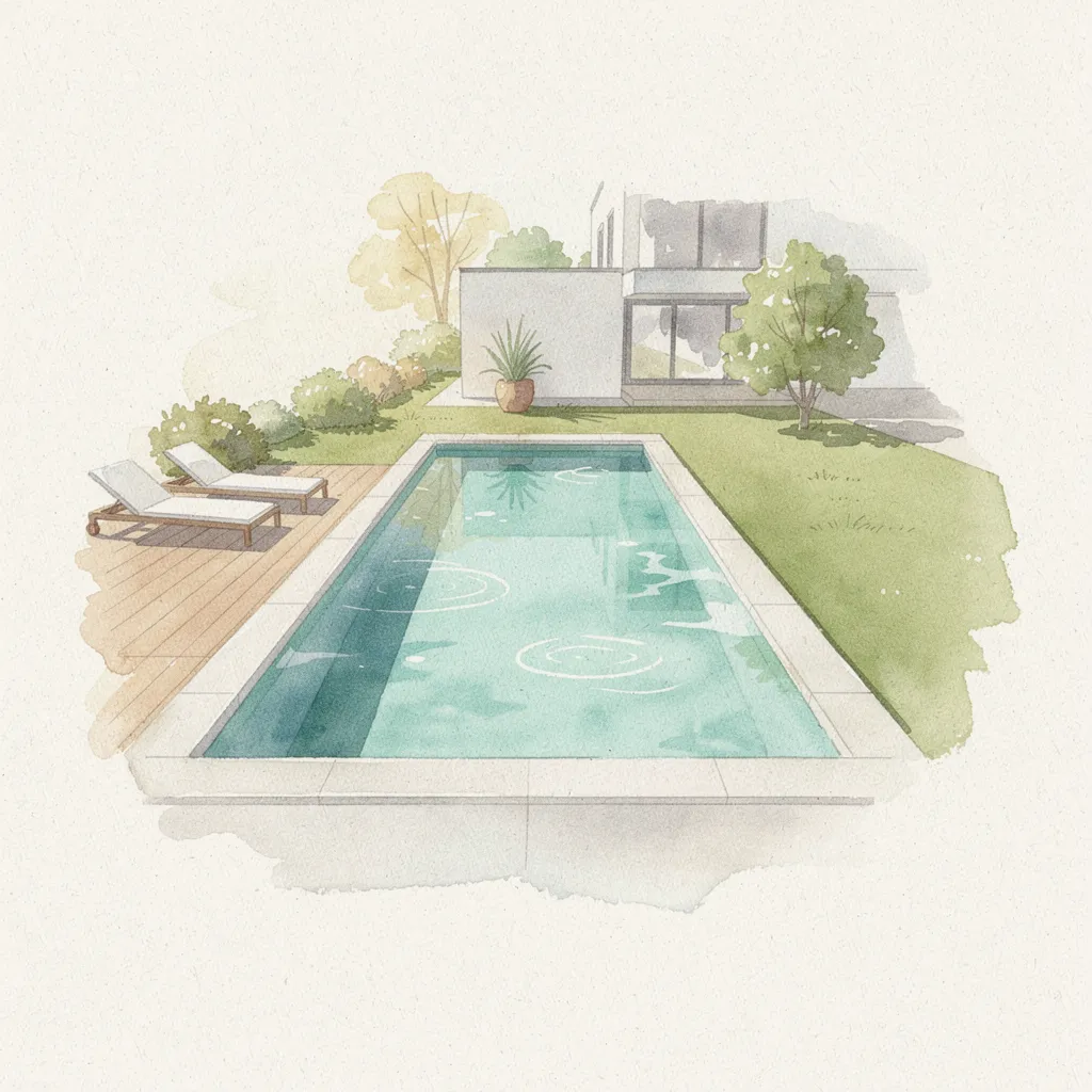 piscine enterrée moderne dans un jardin résidentiel ensoleillé