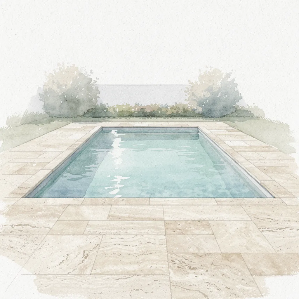 piscine travertin sans margelle