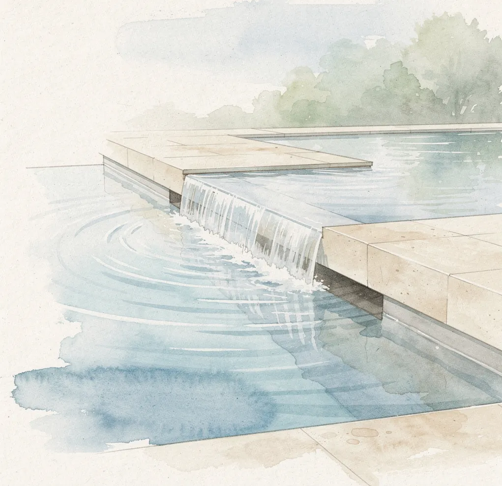 piscine à débordement schéma de principe