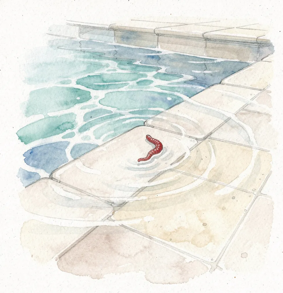 ver rouge piscine